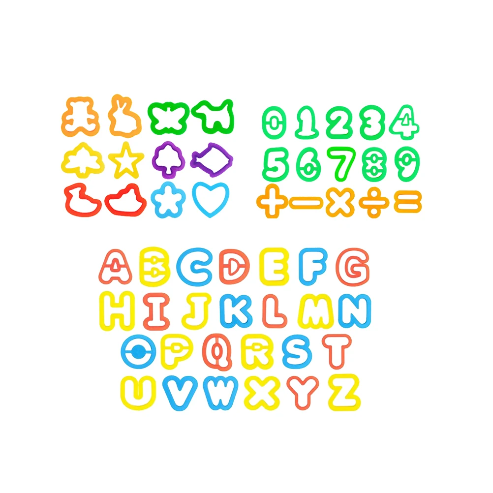 

53pcs Color Clay Mold Set Diy Assorted Design Tools Creative Play Kit For Kids Adults Stress Relief Stamp Letter