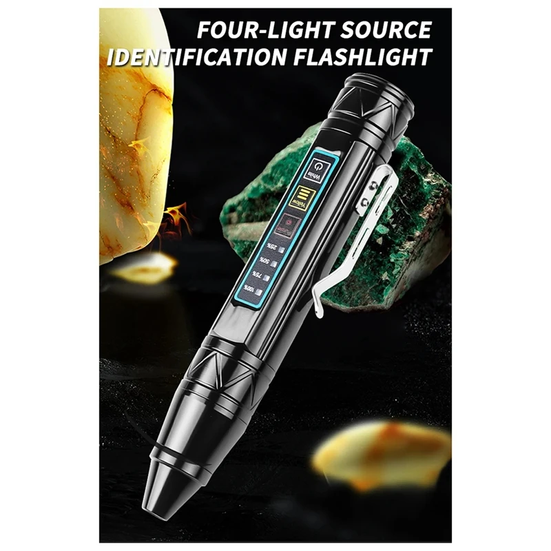 1366 Pen UV Flashlight Stepless Dimming Light Money Detector Lamp Torch Lantern Mineral Cat Fluorescent Marker Silver-A50M