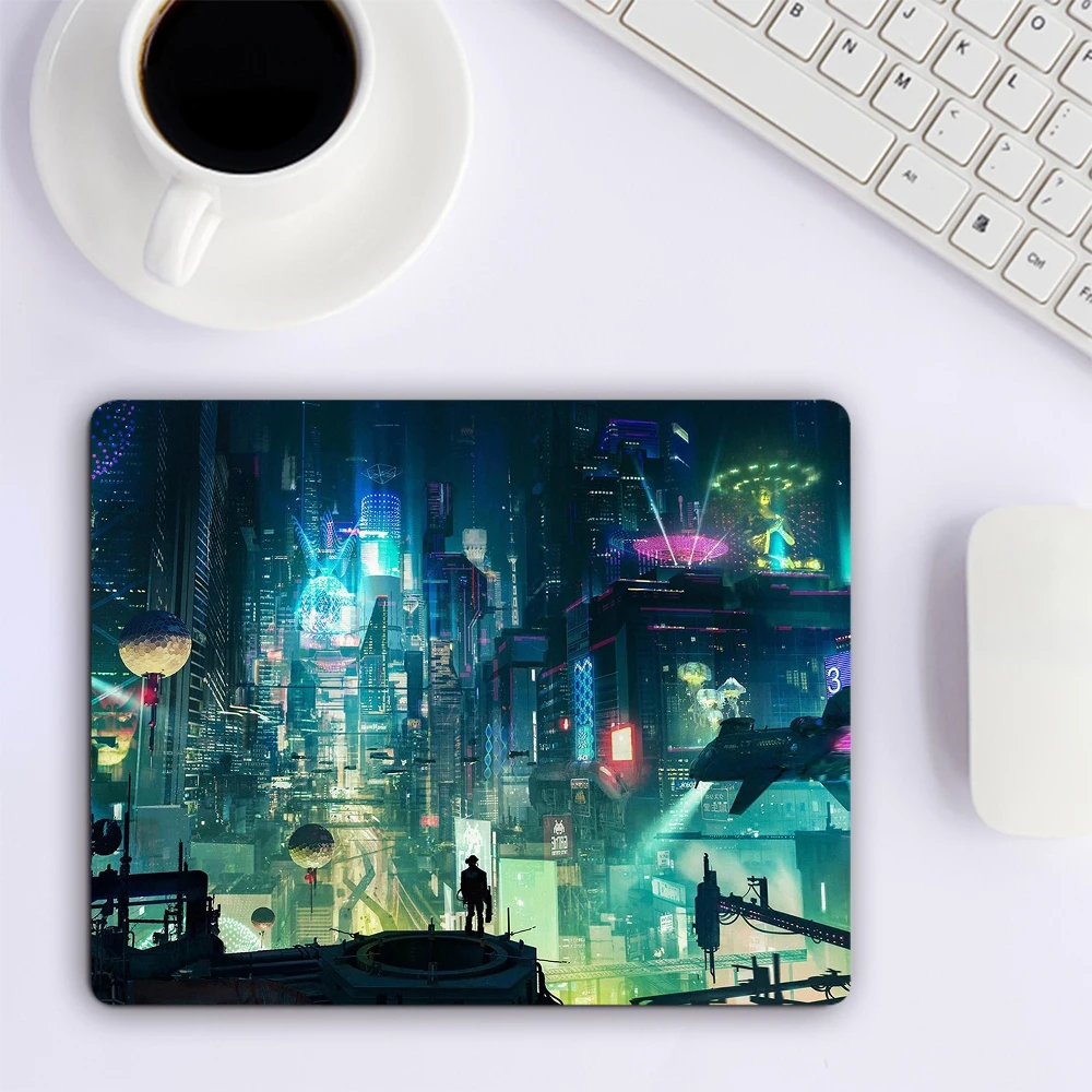 Anime Neon City Small Mouse Pad accessori per giochi per Computer tastiera Mouse Mat Office Desk Pad PC Gamer Mousepad Laptop Mausepad