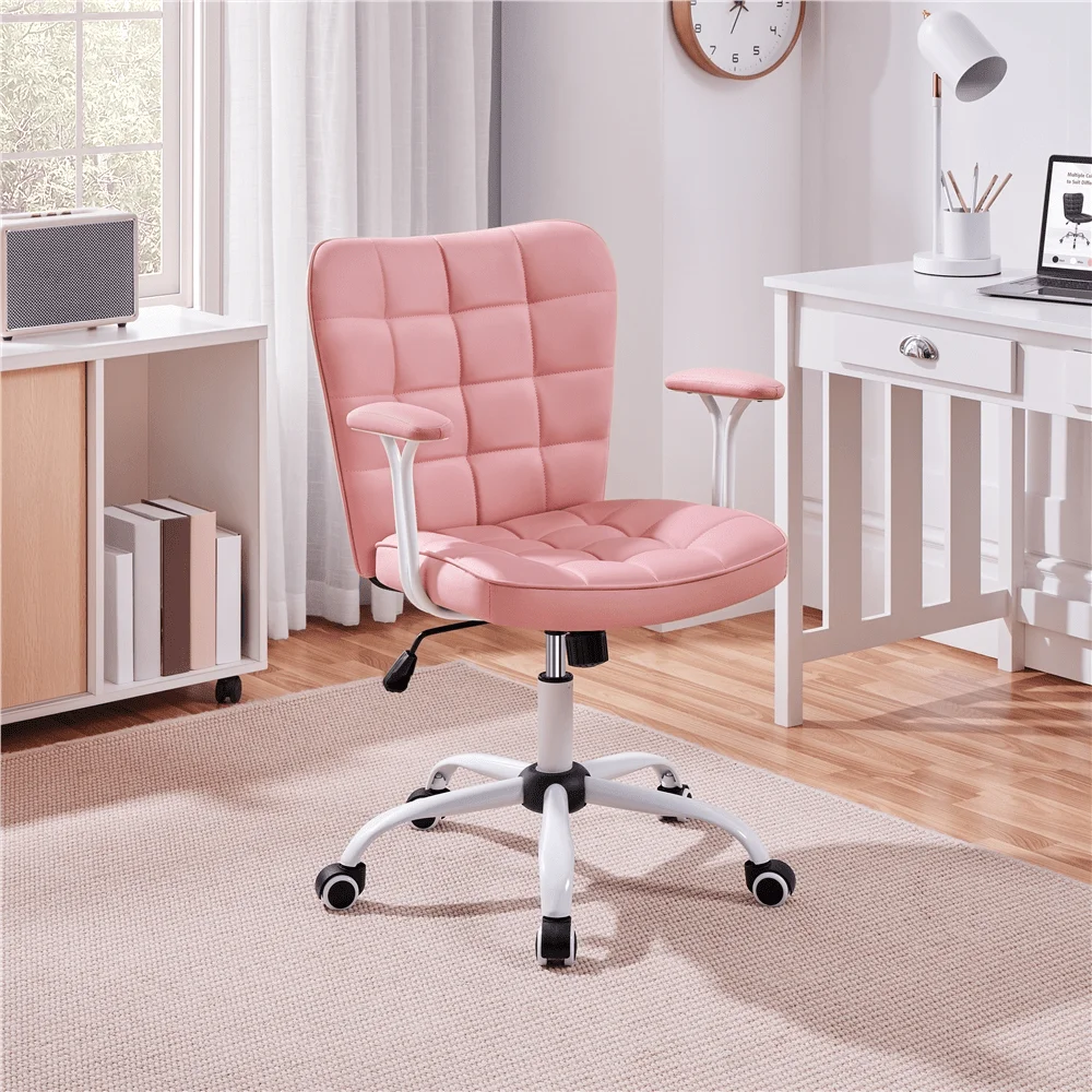 

1 PC Modern PU Leather Swivel Office Desk Chair With Detachable Arms, HeightAdjustable Tiltable Ergonomic Chair For Home Study,