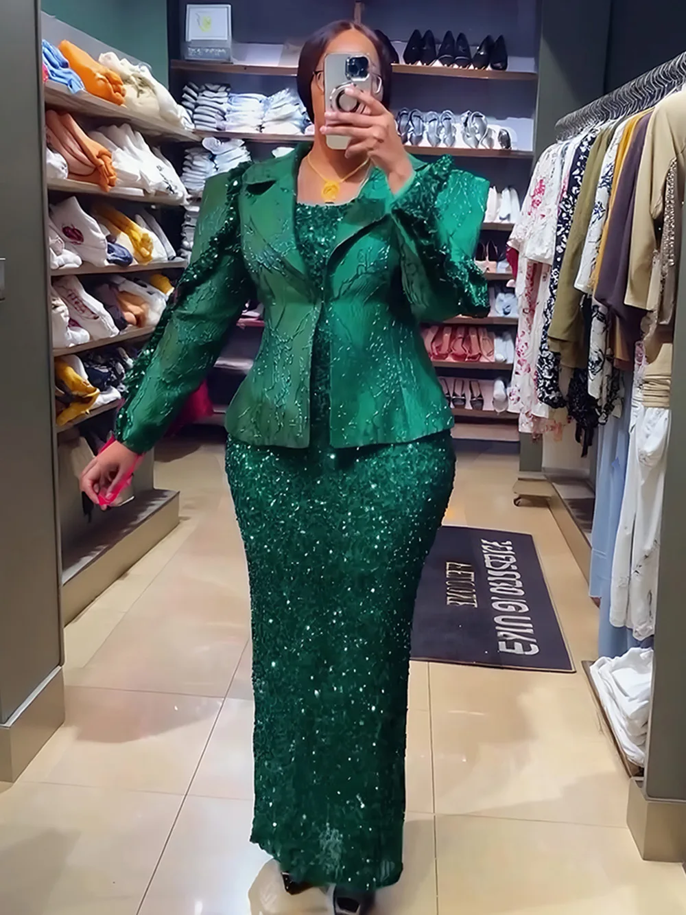 Luxury Wedding Party Dresses For Women Long Sleeve Coat And Sequin Vest Dress Turkey African Clothing 2 Piece Set Dashiki Outfit - Image 4