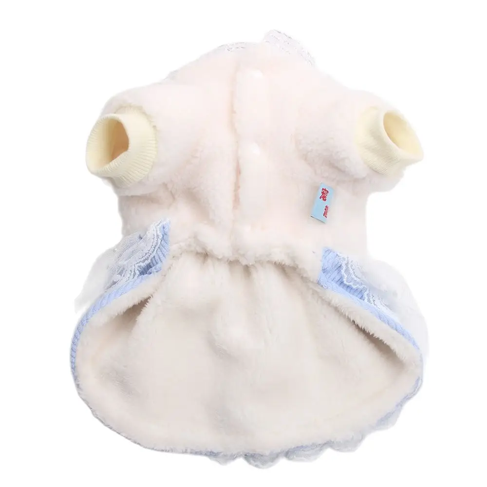 Princess Dog Cat Warm Dress Double Lace&Bow Design Puppy Winter Coat Outfit for Female Dogs Cats