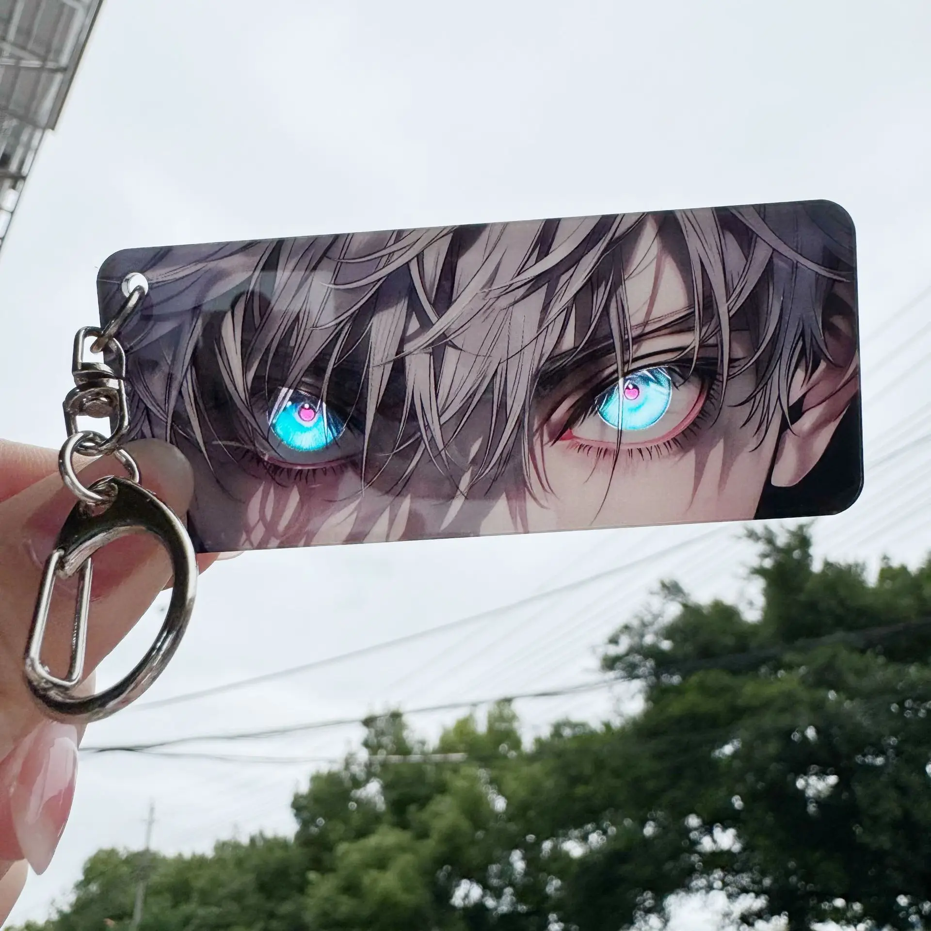 Jujutsu Kaisen New Keychain Acrylic Ryomen Sukuna Shining Eyes Rectangular Double Sided Pattern Backpack Pendant Christmas Gift