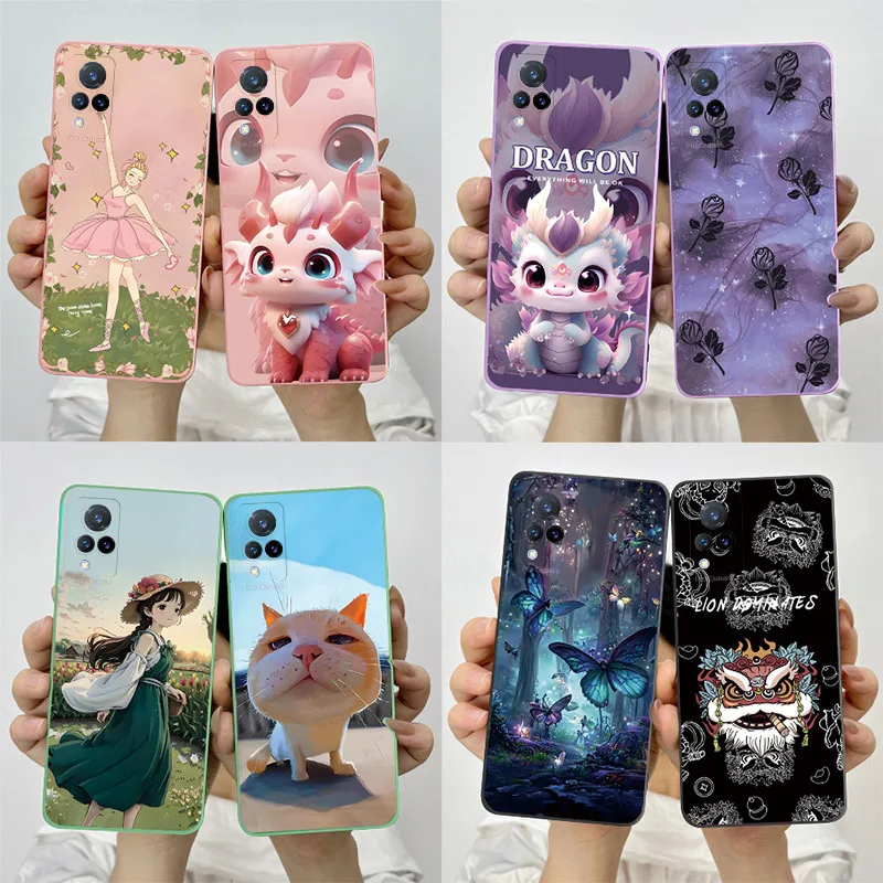 For Vivo V21 V2066 V2108 Case V21E 4G V2061 Soft Silicon TPU Protective Back Cover Coque Painted Printing Shockproof Phone Shell