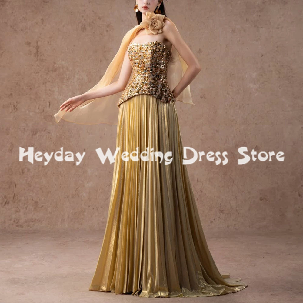 

Heyday Women's Sparkly Strapless A Line Evening Dresses Sleeveless With Flower Shawl Floor-Length Formal Elegant Dresses 2025