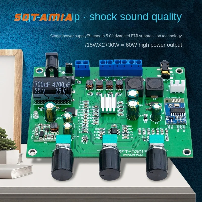 

SOTAMIA Bluetooth цифровой усилитель мощности, аудиоплата высокой мощности модуль усилителя для сабвуфера DC12V Mini 2,1 Amp усилитель