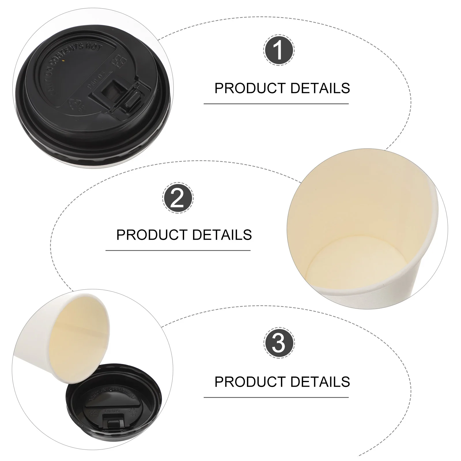 50pcs Disposable Coffee Cups Insulation Takeaway Double-Layer European Style Simplicity Paper Cup With Lid (8/12oz, 280/350ml) - view 5