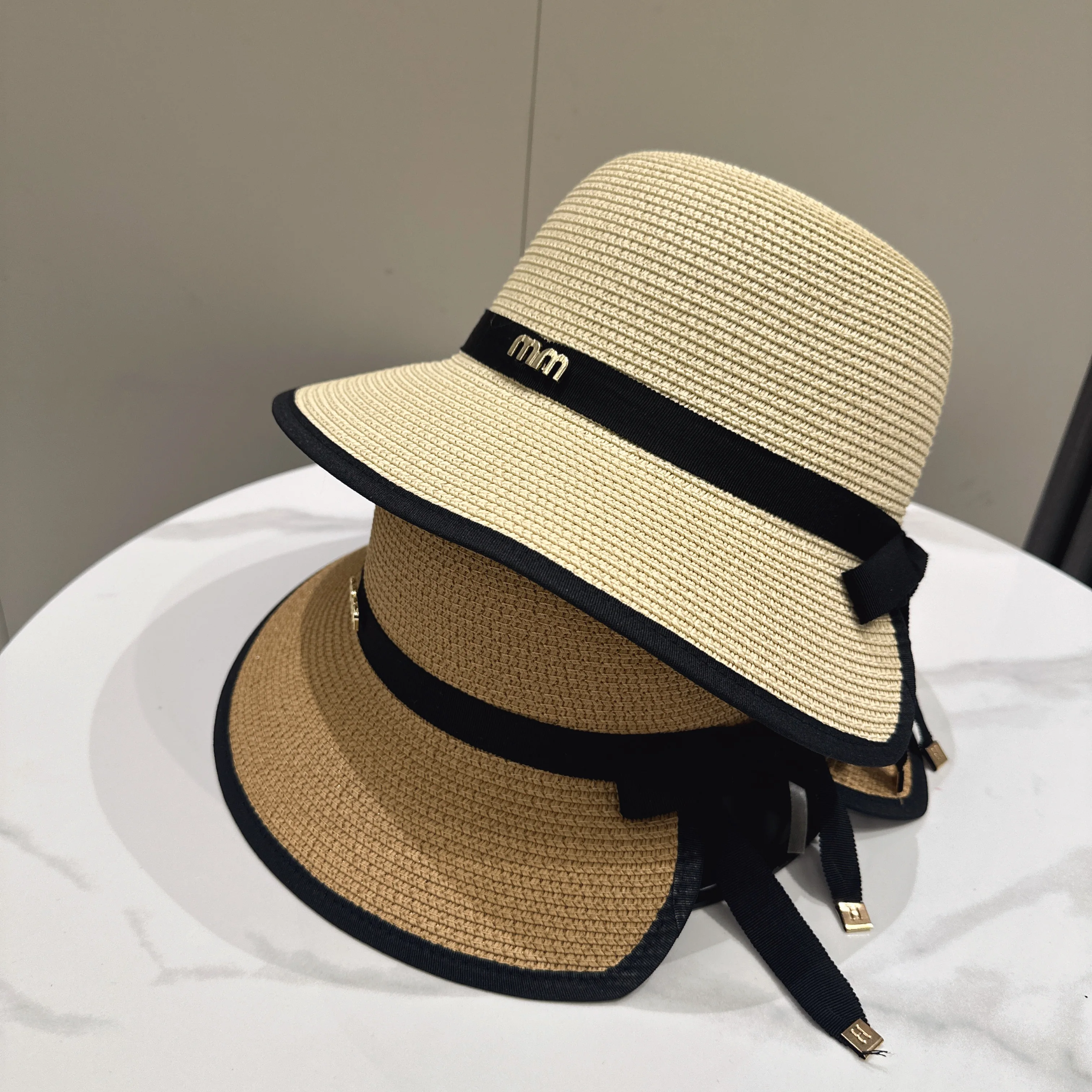Neuer Fischerhut mit Kantenbündchen und Schleife, Strohkappen für Damen, perfekt für Sommer, Reisen, Einkaufen, Sonnenschutz und Sonnenschirmhüte – Detail 2