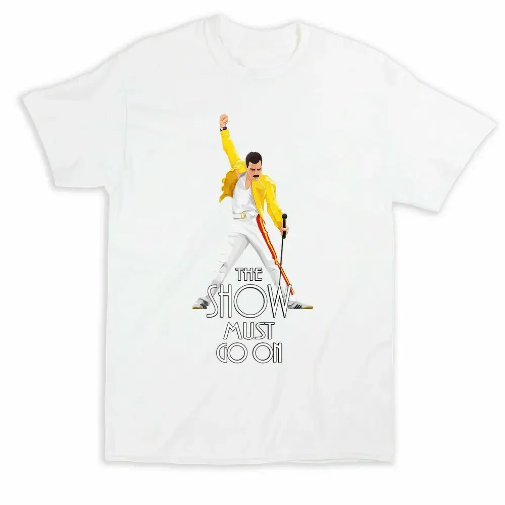 The Performance Must Continue. Freddie Mercury Classic T-shirt Pure Cotton Round Neck Summer Short Sleeve Casual Men's T-shirt
