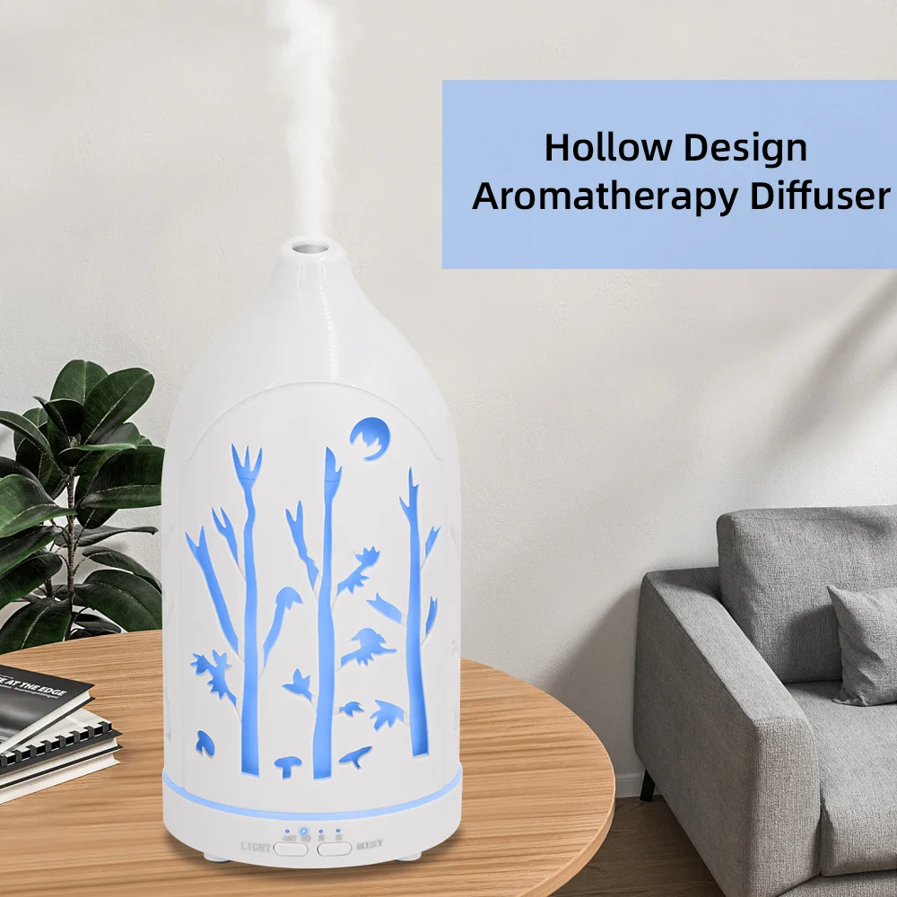【2025 Upgrade】Ultrasonic Diffuser Set – 3 Premium Oils, Hollow Out Design Humidifier With Shut-Off,Ultra-Quiet for Relaxation