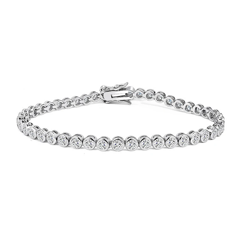 

Copper Inlaid Zircon Bracelet for Women, Light Luxury Design, Round Tennis Chain, Fashionable Trendy Hot-Selling Jewelry