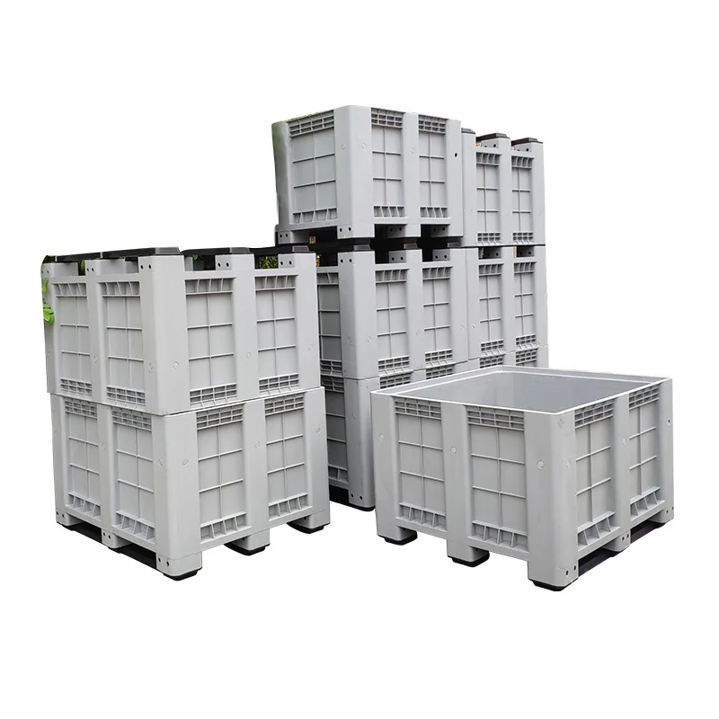 

Plastic Vented Pallet Box 1200*1000*760mm Custom Logo Square Vegetable Storage Gray Heavy Duty Pallet Rack