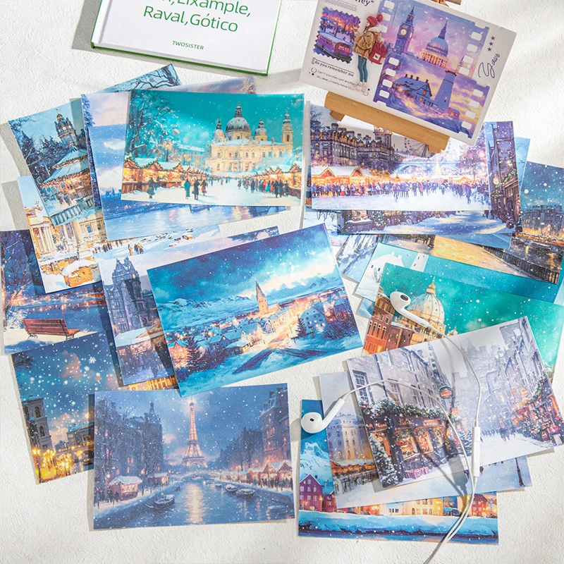 Jurnal GO 10pcs Travel in Winter Landscape Stickers Decorative Diary Scrapbooking Decor Junk Journal Planner DIY Stationery