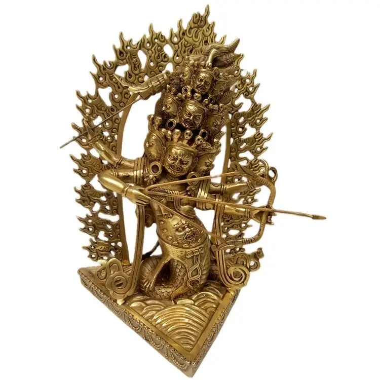 

Tibetan Pure Copper Pi Nu Tian Tantra Buddha Statue Lahula Luo Hu Xing San Bu Co protective Snake Body Technique Bronze Statue