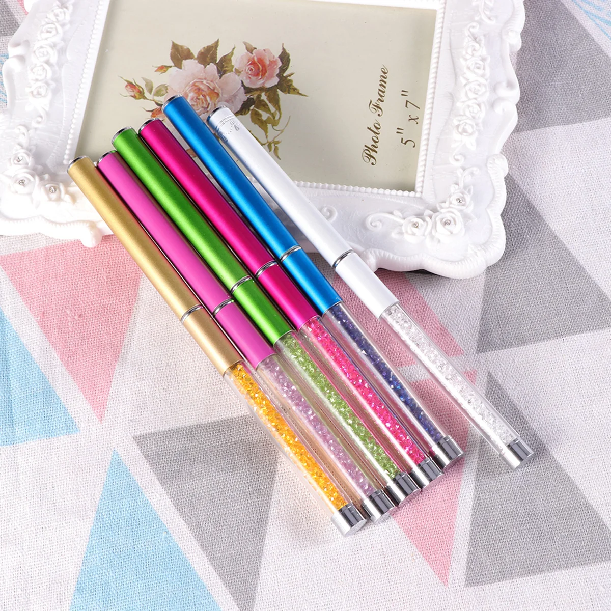 6 uds cepillo de pestañas espiral mango de diamantes de imitación para aplicación de máscara extensión de pestañas postizas herramienta de maquillaje uso en salón de belleza para mujeres