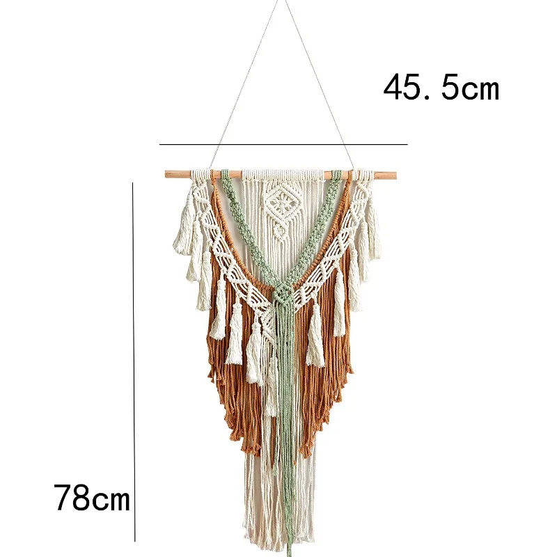1 PC Sage Green Bohemian Handwoven Tapestry Vintage Nordic Style Wall Hanging Textile Art Bedroom Decor Piece Landscape Ornament