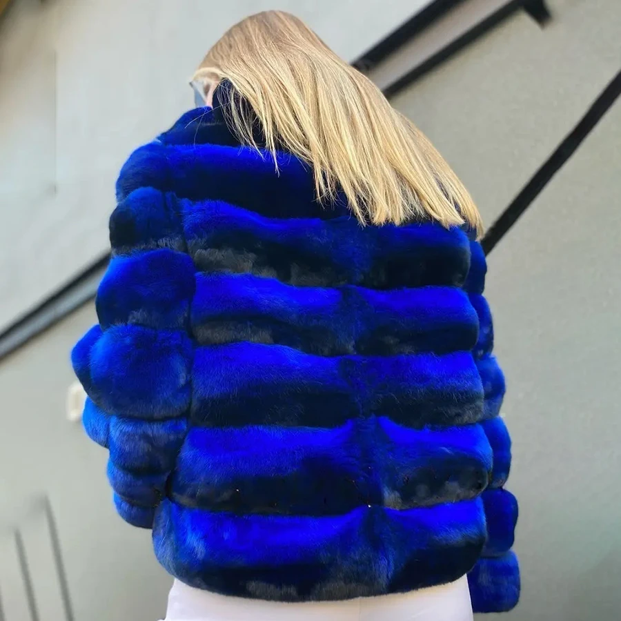 Rabbit Jacket Chinchilla Rex Rabbit Fur Coat Women's Jacket With Shawl Collar Natural Fox Fur Coat Winter Coats Woman 2024 Warm