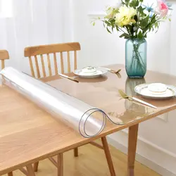 PVC transparent tablecloth with a thickness, heat-resistant, waterproof, and oil resistant dining table mat, 1pc