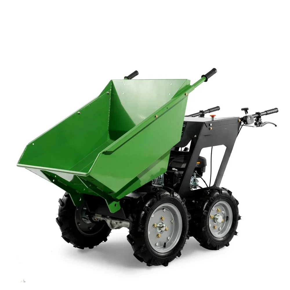 250KG load capacity 5.5hp gasoline motor powered 4x4 wheel drive garden barrow cart