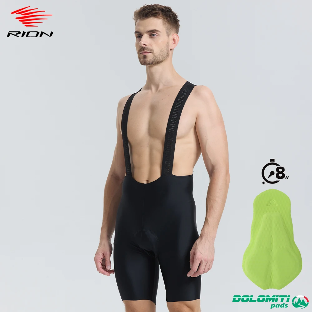 RION Men Cycling Bib Shorts Bicycle Jumpsuit Seamless Padded MTB Bike Tights Long Distance DOLOMITI 8H Riding Braces Quick Dry