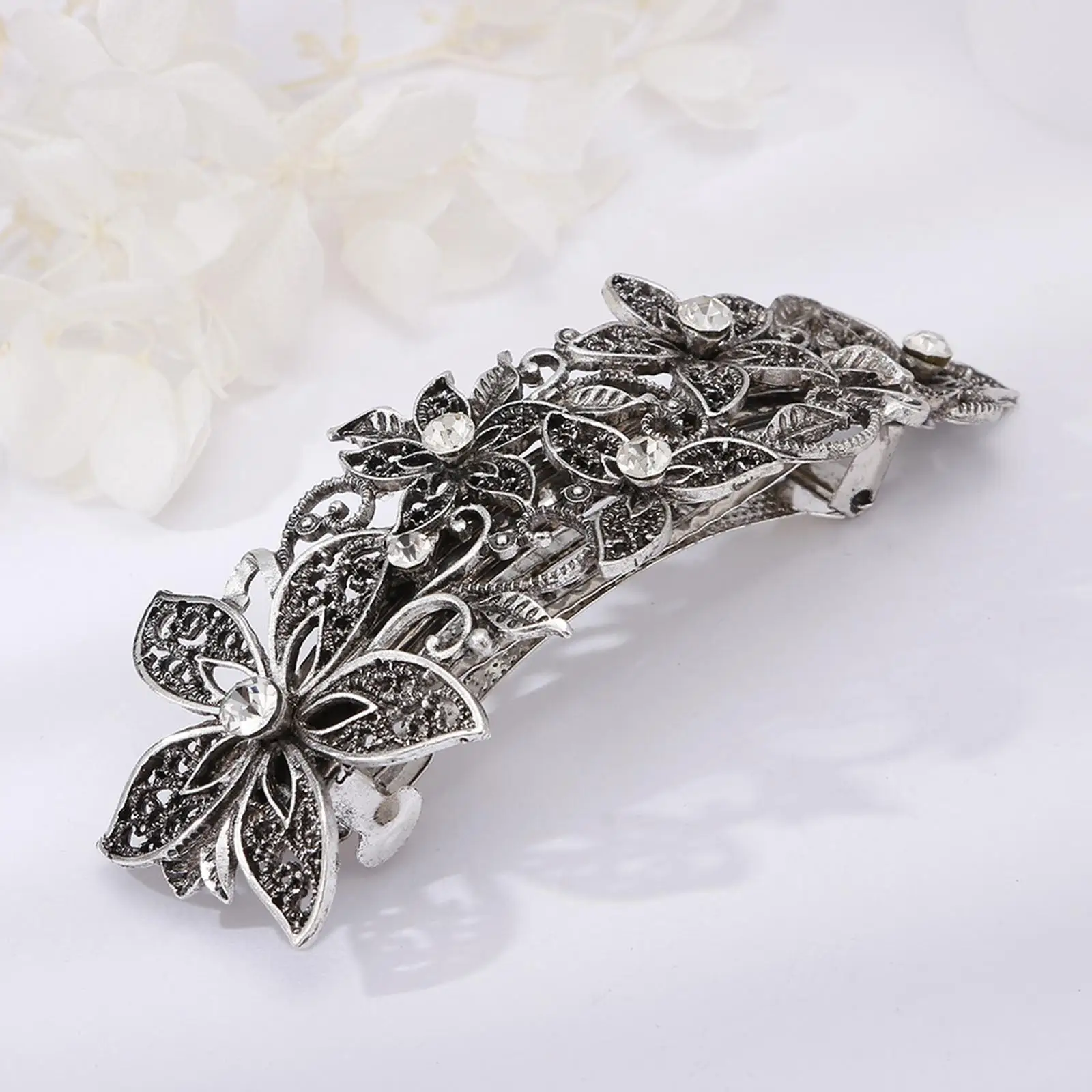 Silver Hair Clip, Chic Slides Headwear Portable Hair Barrette for Ladies Women