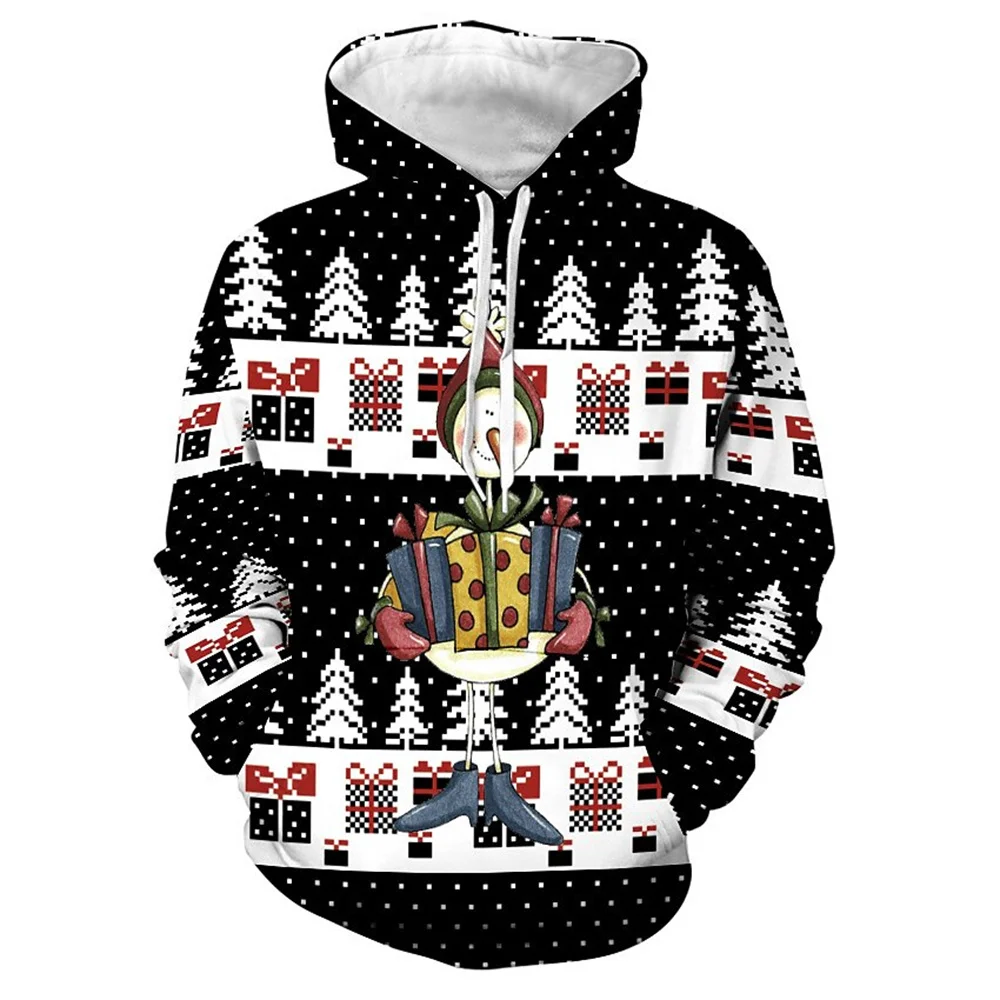 

Cartoon Christmas Elk Print Sweatshirts For Men New Year Party Clothes For Kids Fashion Trend X'mas Hooded Shirt Autumn Pullover