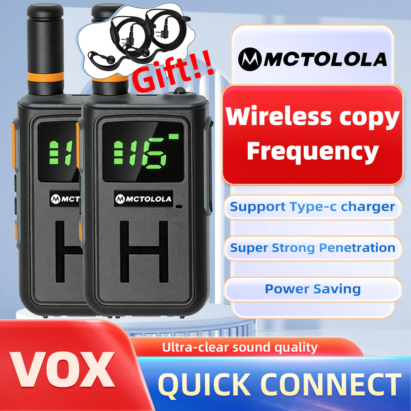 MOTOLOLA UHF Mini walkie talkie With Usb Charging Lcd Display for Outdoor Restaurant Property Security Patrol Car intercom