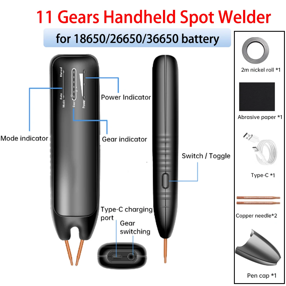 

DC5V Spot Welder 11Gears Portable Handheld Welding Machine For 18650 Lithium Battery DIY Household Spot Welding Equipment Tools