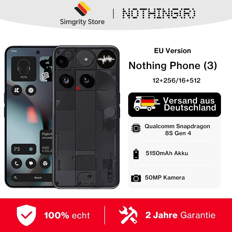Nothing Phone (3) Snapdragon 8s Gen 4 — la Glyph Matrix invece del solito notch