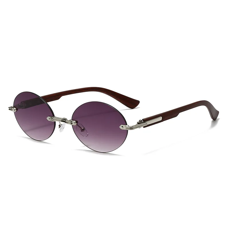 Frameless oval fashion sunglasses Korean version men and women daily driving sunglasses