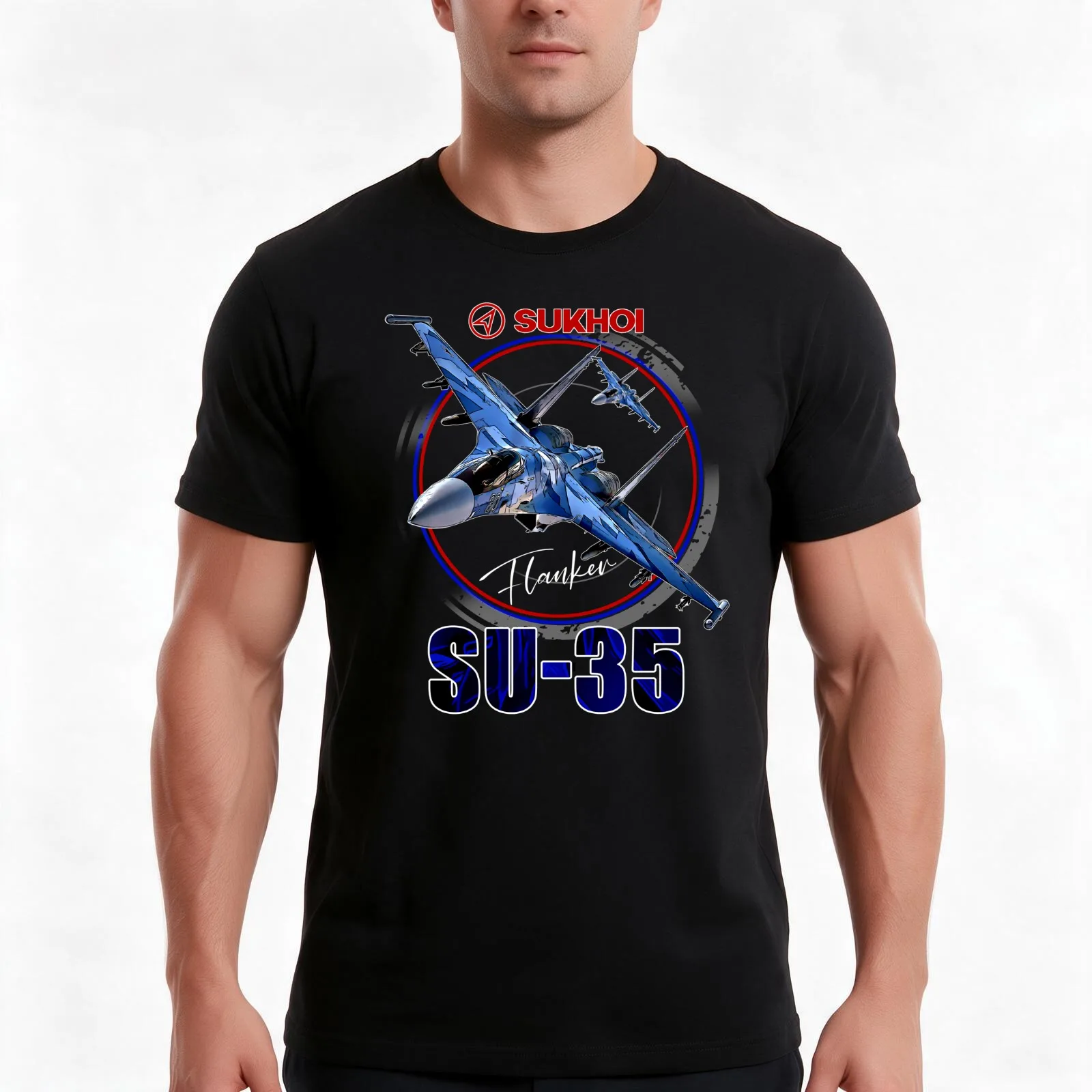Sukhoi SU-35 Flanker Fighterjet T-Shirt Summer Casual Cotton Tee Oversized Streetwear Tops Vintage Graphic Print 100% Cotton