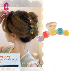 Cute Colored Transparent Cartoon Bear Hair Claws Headwear Women Girls Summer Korean Sweet Acrylic Hair Clip Hair Accessories