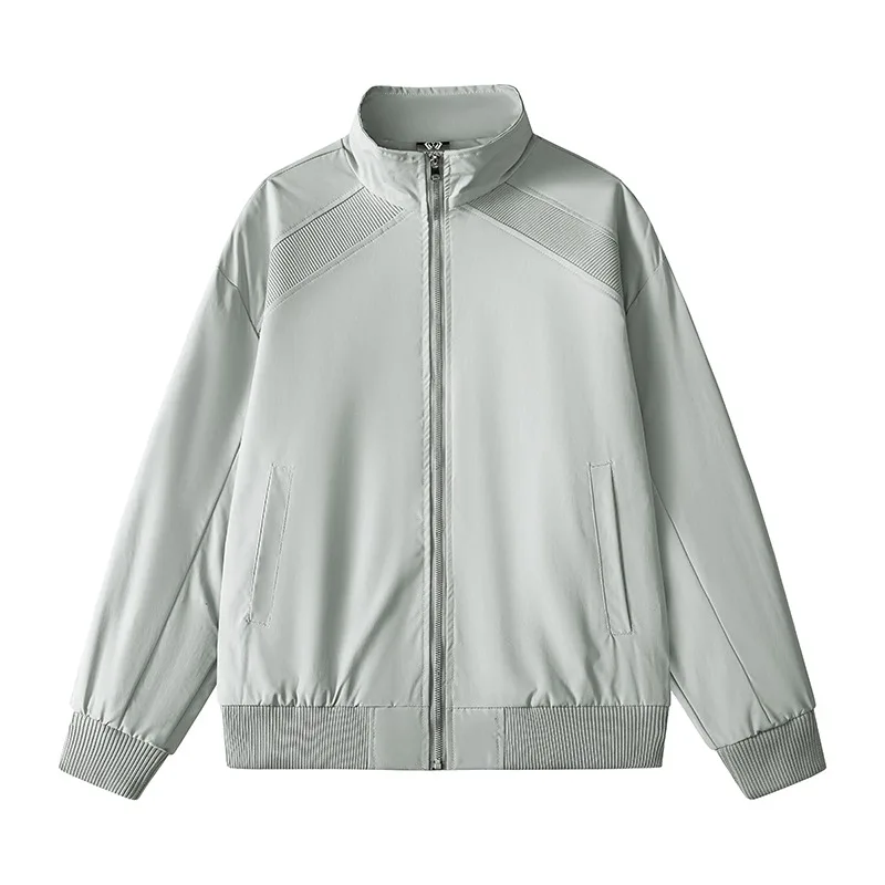 Rib Spliced Deconstructed Baseball Pilot Jacket Couple Windproof Waterproof Casual Outerwear Spring Autumn