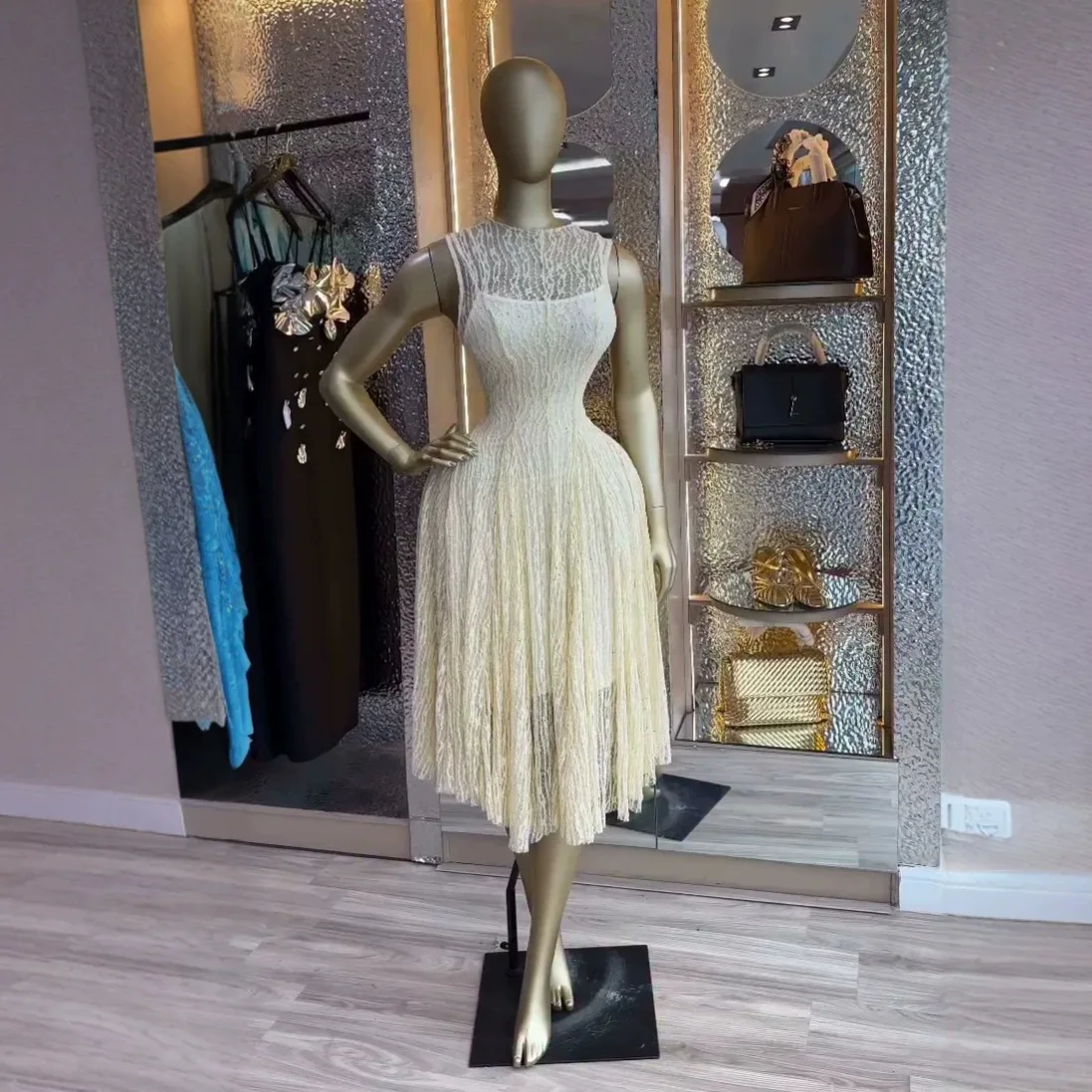 Women's 2026 Summary New Collection: Elegant, Round-neck, Slim-fit Pleated, Sleeveless, Mid-length Clothes Birthday Dress Luxury