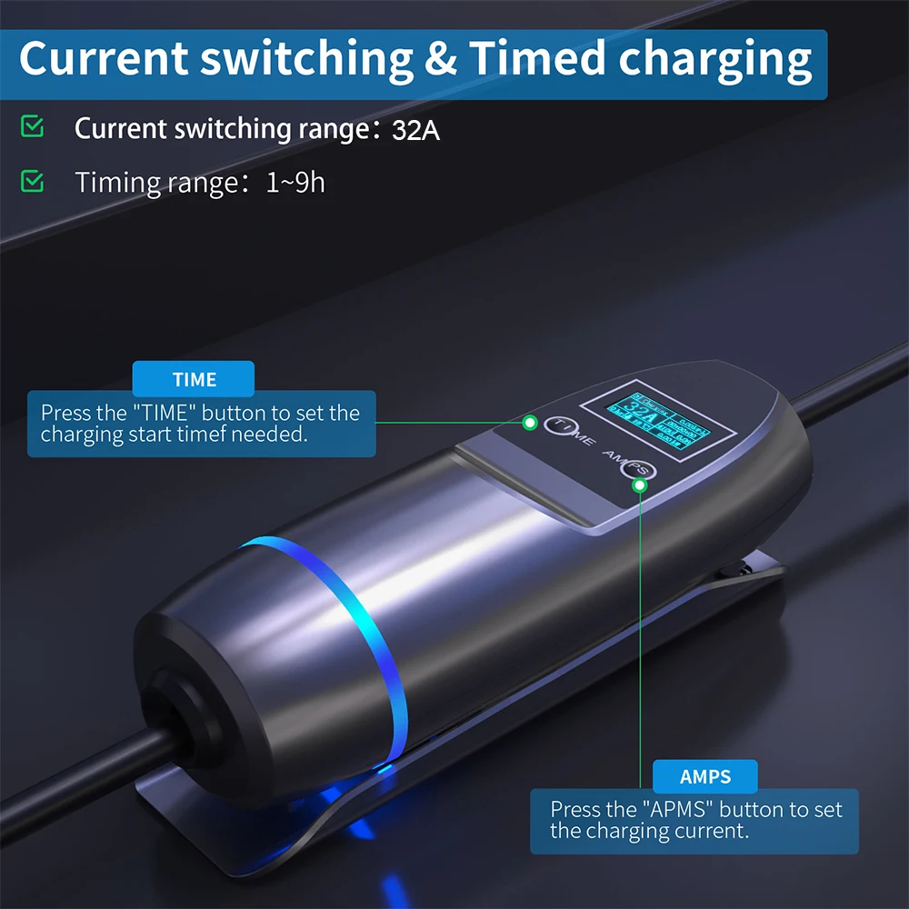 Khons Type2 22KW 32A 3 Fase Draagbare EV Charger Wi-Fi APP EVSE Oplaadkabel 5m CEE Plug laadstation Voor Elektrische Auto