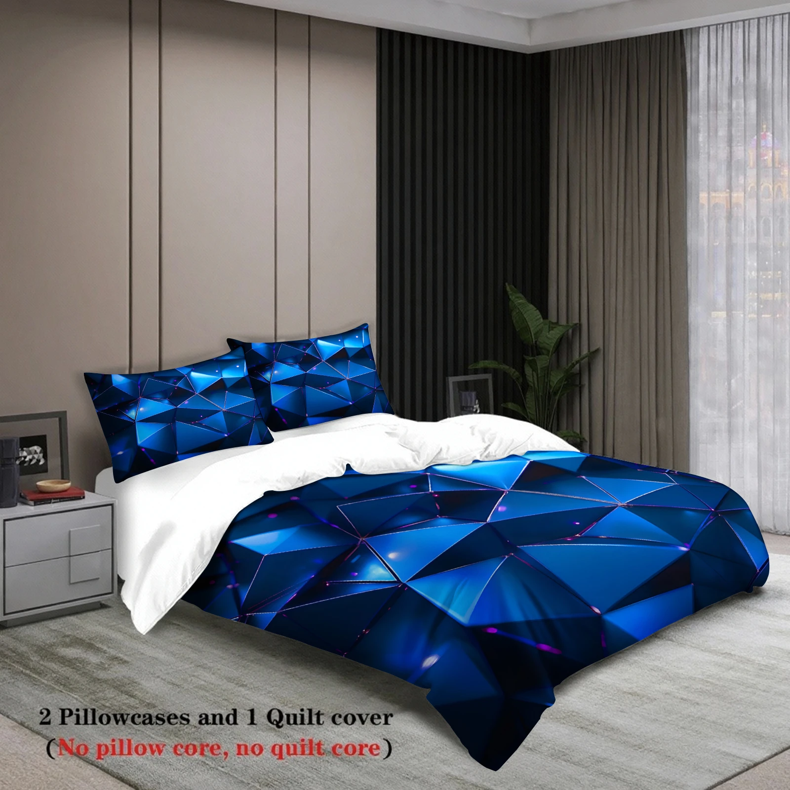 ชุดผ้าคลุมเตียงลายเรขาคณิตสีน้ - Tech Queen บทวิจารณ์และราคา