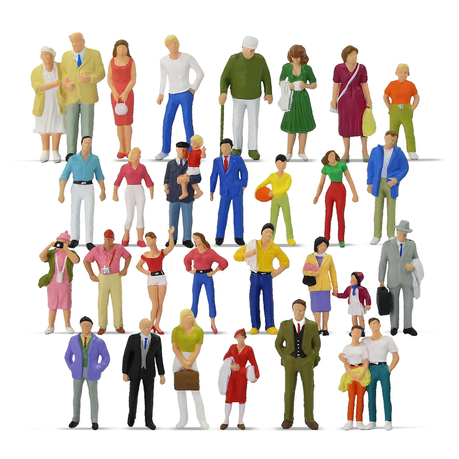 Evemodel 30 Different Poses Model Trains 1:43 O Scale All Standing Painted Figures Passengers People Model Railway