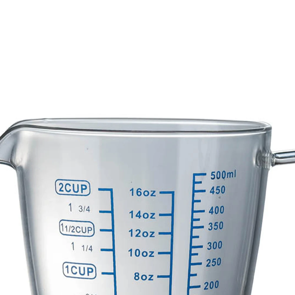 

500ml Heat Resistant Measuring Glass Thickened Design Wide Mouth Portable Handle Easy to Clean Cooking Glass Measuring Cup