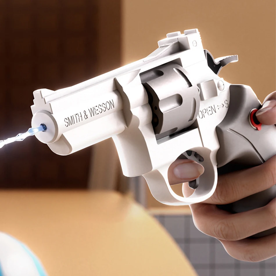 HUIQIBAO 2025 Letni rewolwer pistolet na wodę Zabawka Mechaniczny pistolet na wodę Zabawki Chłopcy Dziewczynki Zabawki na plażę Zabawki dla dorosłych Prezent