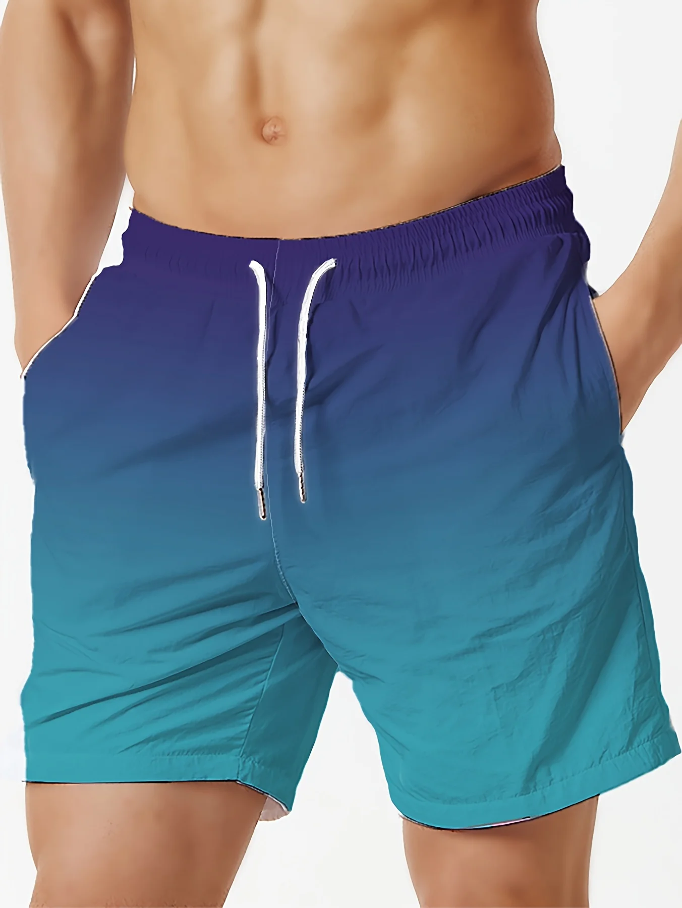 

Fashion New Beach Vacation Gradient Texture Pattern 3D Printed Men's and Women's Casual Loose Breathable Shorts in Large Size