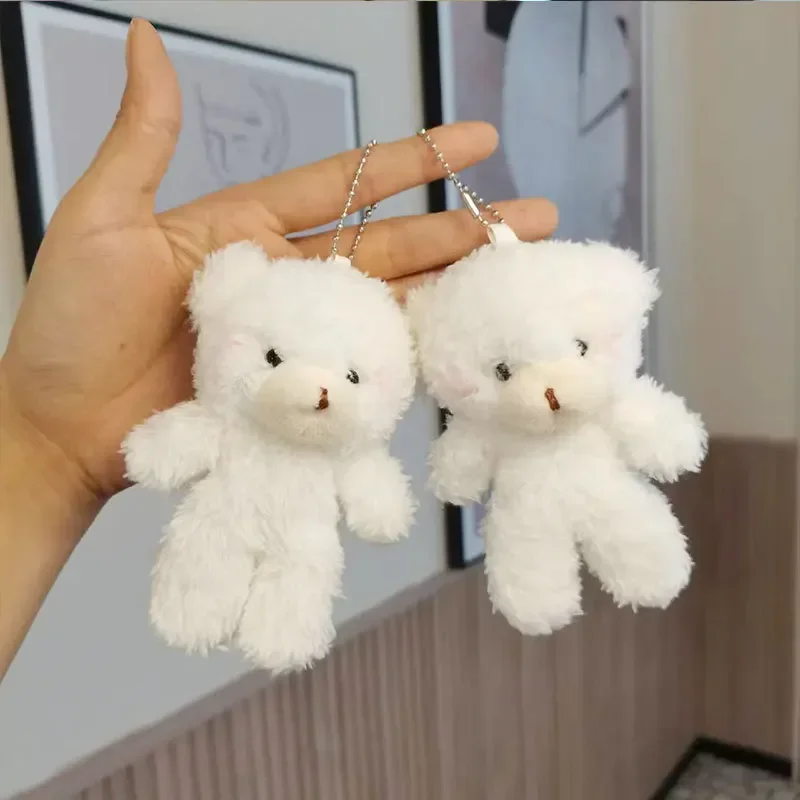 11cm Powder Blusher Bear Plush Toy Pendant Mini Doll Keychain Cartoon Key Chain Schoolbag Hanging Toys Fashion Accessory Pendant