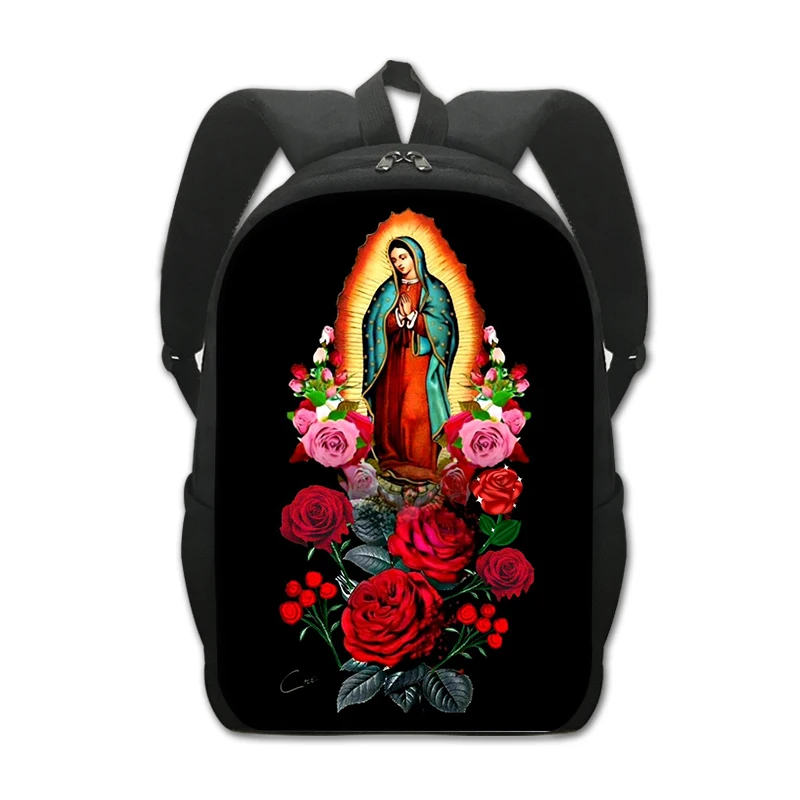 Vintage Ícone Impressão Mochila para Homens e Mulheres, Religioso Jesus Mochilas Escolares, Mochila para Estudante, Laptop Mochilas Presente, Nossa Senhora de Guadalupe