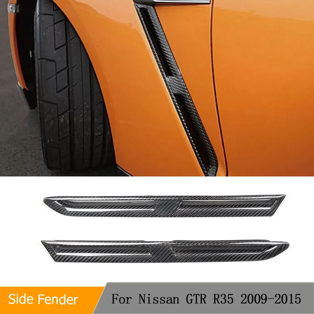 Real Carbon Fiber Car Door Side Fenders Air Vent Cover Trim for Nissan GTR35 Coupe 2-Door 2008-2016 Auto Exterior Accessories