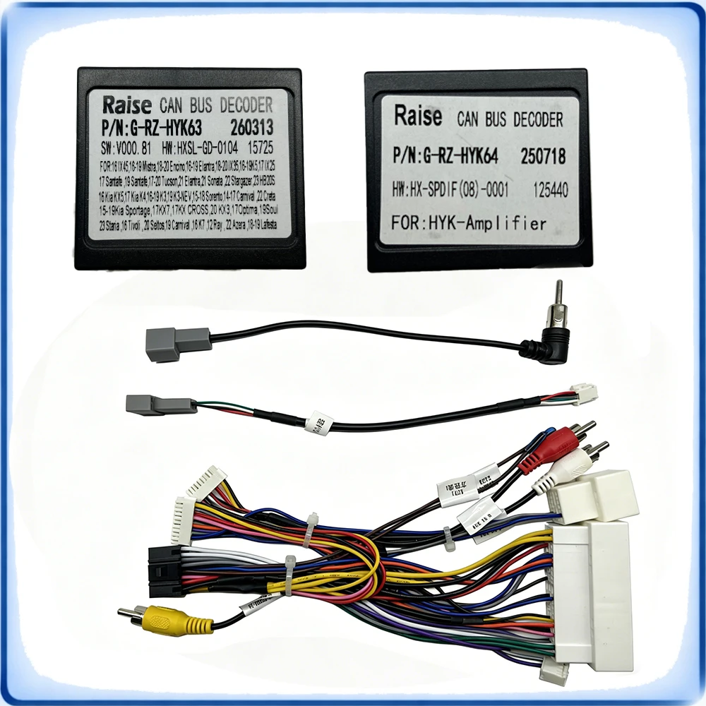

Car Radio Wiring Harness with CANBUS Decoder for Hyundai ix45 Santa Fe 2018 Kona High Model with Amplifier Plug and Play