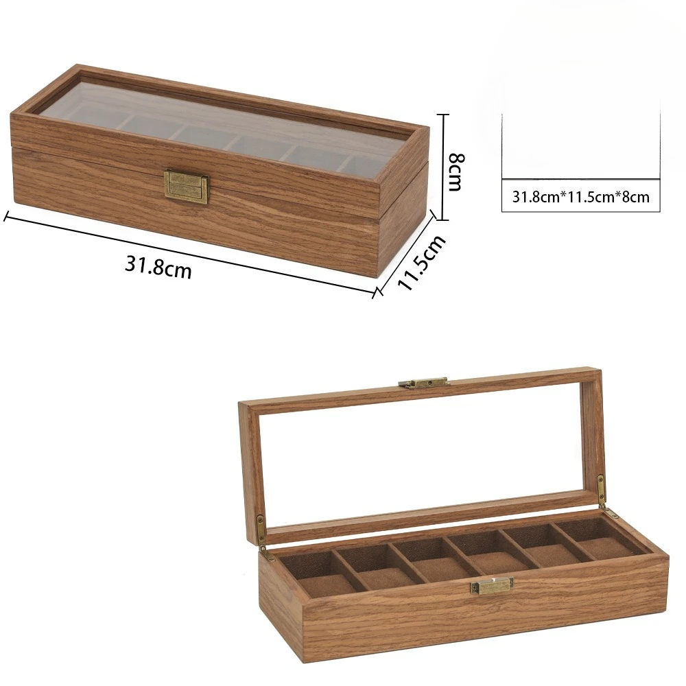 

Watch display leather box 6 digits, black/walnut high end