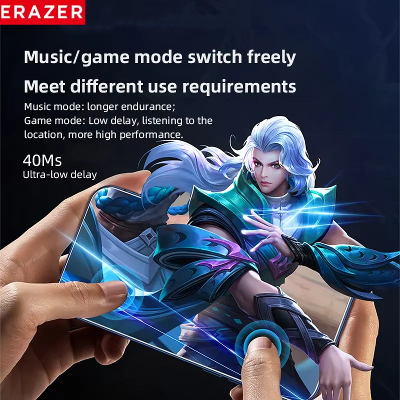 ERAZER XT60 Bluetooth 5.3 Earphones TWS True Wireless Headphones Touch Waterproof Headset Noise Reduction Earhooks with Mic image 4