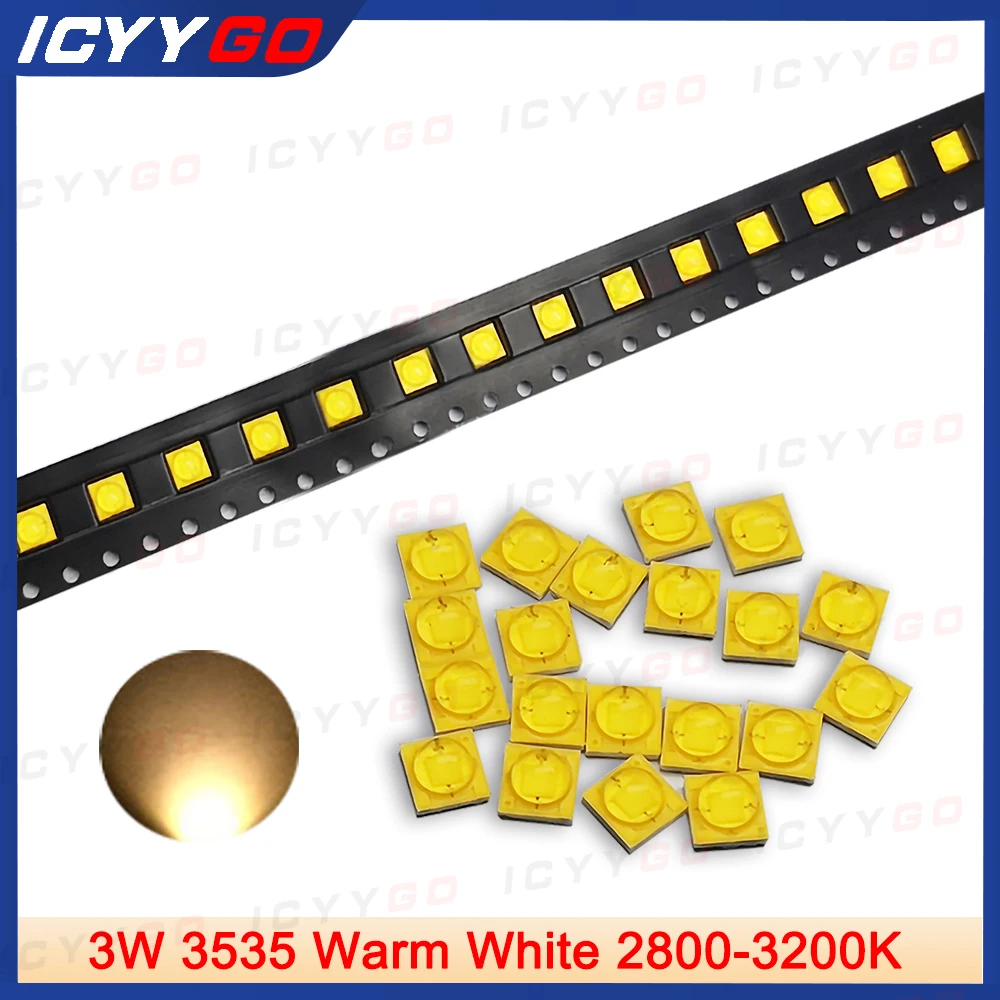 10PCS 3W 3535 Warm White 2800-3200K Ceramic LED Lamp Bead Warm White Diode 3W 45mil Replacement  3535  Chip