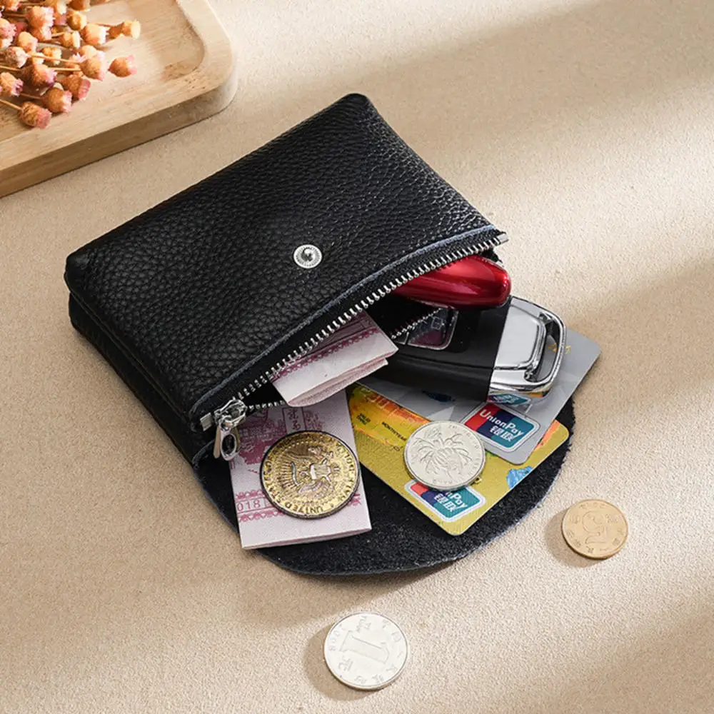 Luxury Genuine Leather Women's Wallet Retro Coin Purse Men Cowhide Money Pouch ID Credit Bank Card Holder Earphone Pocket Bag