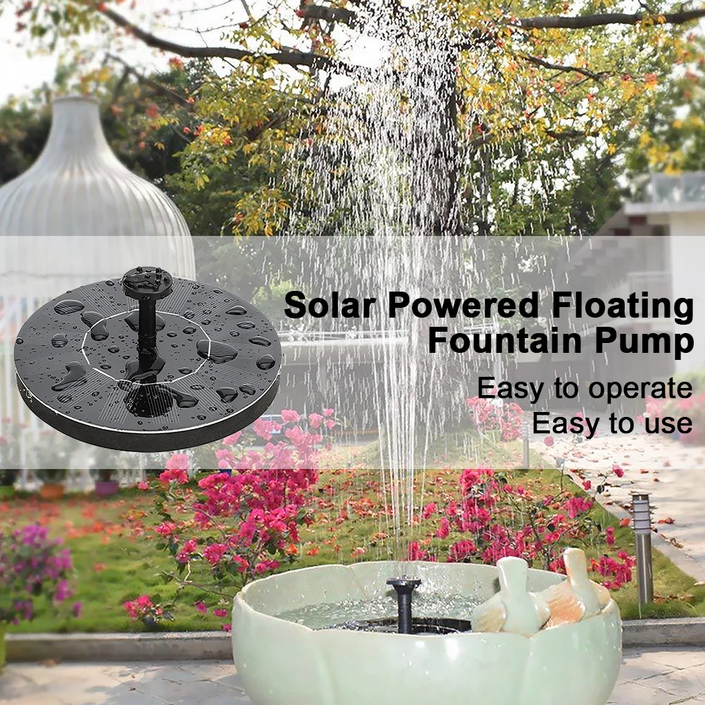 1W Free Standing Floating Birdbath Water Pumps Lift 35-50CM Solar Floating Water Fountain Pump for Garden Ponds Pool Fish Tank