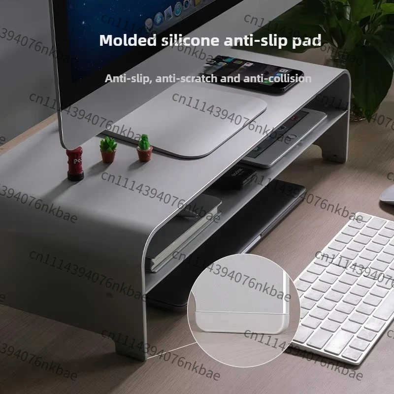 Aluminum Alloy Monitor Riser Stand Premium Ergonomic Laptop Screen Holder With Storage Workstation Metal Base Desk Organizer